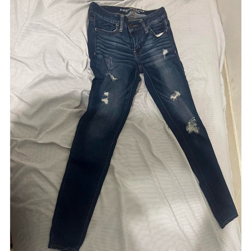 American Eagle Outfitters ripped jeggings dark